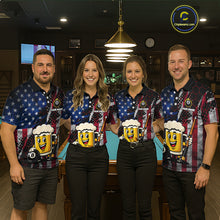 Load image into Gallery viewer, Custom Funny US Flag Beer 8 Ball Pool Billiard Shirt for Men Polo &amp; 1/4 Zip, Billiard Team Jerseys NNT147