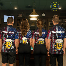 Load image into Gallery viewer, Custom Funny US Flag Beer 8 Ball Pool Billiard Shirt for Men Polo &amp; 1/4 Zip, Billiard Team Jerseys NNT147