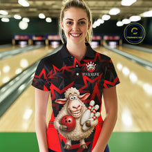 Load image into Gallery viewer, Custom Funny Sheep Bowling Jersey for Women Bowling Team Shirts Bowling League Polo &amp; 1/4 Zip HNT379