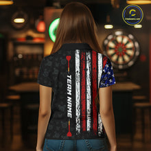 Load image into Gallery viewer, Custom US Flag Dart Shirts For Women Dart Board Shirts Polo &amp; 1/4 Zip Dart Jersey Team NNT125