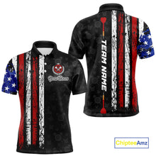 Load image into Gallery viewer, Custom US Flag Dart Shirts For Men Dart Board Shirts Polo &amp; 1/4 Zip Dart Jersey Team NNT125