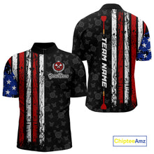 Load image into Gallery viewer, Custom US Flag Dart Shirts For Men Dart Board Shirts Polo &amp; 1/4 Zip Dart Jersey Team NNT125