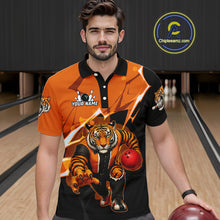 Load image into Gallery viewer, Custom Tiger Bowling Jersey for Men Bowling Uniform Polo &amp; 1/4 Zip Bowling Team Shirts HNT147