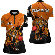 Load image into Gallery viewer, Custom Tiger Bowling Jersey for Women Bowling Uniform Polo &amp; 1/4 Zip Bowling Team Shirts HNT147