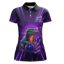 Load image into Gallery viewer, Custom Funny Crocodile Neon Bowling Shirt Alligator Bowling Jersey for Women Polo &amp; 1/4 Zip HNT208