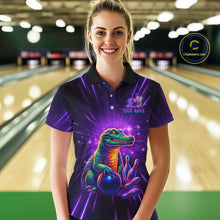 Load image into Gallery viewer, Custom Funny Crocodile Neon Bowling Shirt Alligator Bowling Jersey for Women Polo &amp; 1/4 Zip HNT208