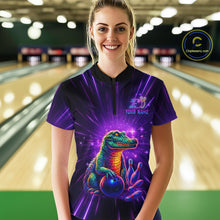 Load image into Gallery viewer, Custom Funny Crocodile Neon Bowling Shirt Alligator Bowling Jersey for Women Polo &amp; 1/4 Zip HNT208
