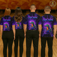Load image into Gallery viewer, Custom Funny Crocodile Neon Bowling Shirt Alligator Bowling Jersey for Women Polo &amp; 1/4 Zip HNT208