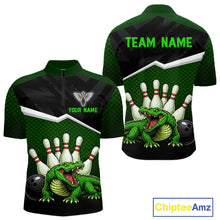Load image into Gallery viewer, Custom Funny Crocodile Bowling Shirt Alligator Bowling Jersey for Men Polo &amp; 1/4 Zip HNT207