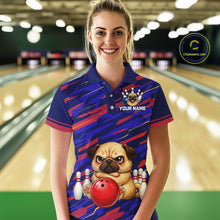 Load image into Gallery viewer, Custom Funny Dog Bowling Jersey for Women Bowling Uniform Polo &amp;1/4 Zip Bowling Team Shirts HNT249