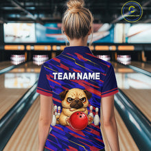 Load image into Gallery viewer, Custom Funny Dog Bowling Jersey for Women Bowling Uniform Polo &amp;1/4 Zip Bowling Team Shirts HNT249
