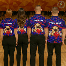 Load image into Gallery viewer, Custom Funny Dog Bowling Jersey for Men Bowling Uniform Polo &amp;1/4 Zip Bowling Team Shirts HNT249