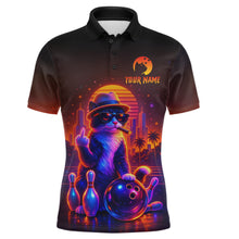 Load image into Gallery viewer, Custom Funny Cat Bowling Jersey for Men Bowling Tournament  Polo &amp; 1/4 Zip Bowling Team Shirts HNT204