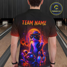 Load image into Gallery viewer, Custom Funny Cat Bowling Jersey for Men Bowling Tournament  Polo &amp; 1/4 Zip Bowling Team Shirts HNT204