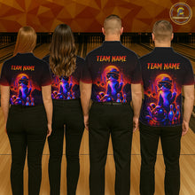 Load image into Gallery viewer, Custom Funny Cat Bowling Jersey for Men Bowling Tournament  Polo &amp; 1/4 Zip Bowling Team Shirts HNT204