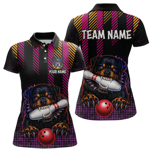 Custom Funny French Bulldog Bowling Jersey for Women Bowling Team Shirts Polo & 1/4 Zip HNT185