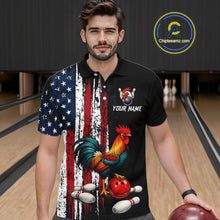 Load image into Gallery viewer, American Flag Rooster Bowling Jersey for Men Bowling Team Shirts Bowling Polo &amp; 1/4 Zip HNT253
