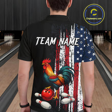 Load image into Gallery viewer, American Flag Rooster Bowling Jersey for Men Bowling Team Shirts Bowling Polo &amp; 1/4 Zip HNT253
