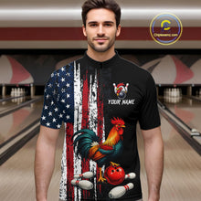 Load image into Gallery viewer, American Flag Rooster Bowling Jersey for Men Bowling Team Shirts Bowling Polo &amp; 1/4 Zip HNT253