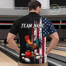 Load image into Gallery viewer, American Flag Rooster Bowling Jersey for Men Bowling Team Shirts Bowling Polo &amp; 1/4 Zip HNT253