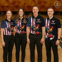 Load image into Gallery viewer, American Flag Rooster Bowling Jersey for Men Bowling Team Shirts Bowling Polo &amp; 1/4 Zip HNT253