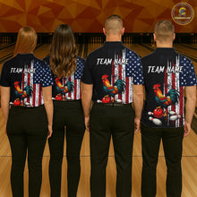 Load image into Gallery viewer, American Flag Rooster Bowling Jersey for Men Bowling Team Shirts Bowling Polo &amp; 1/4 Zip HNT253