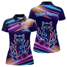 Load image into Gallery viewer, Custom Funny Cat Neon Bowling Jerseys for Women Bowling League Polo &amp; 1/4 Zip Bowling Team Shirts HNT202