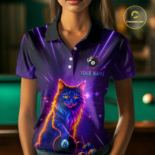 Load image into Gallery viewer, Personalized Funny Neon Cat 8 Ball Pool Women Billiard Polo &amp; 1/4 Zip, Billiard Shirt, Billiard Team Jerseys NNT143
