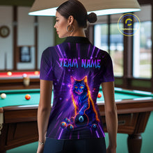 Load image into Gallery viewer, Personalized Funny Neon Cat 8 Ball Pool Women Billiard Polo &amp; 1/4 Zip, Billiard Shirt, Billiard Team Jerseys NNT143