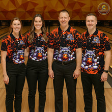 Load image into Gallery viewer, Custom Orange Raccoon Bowling Jersey for Women Bowling Uniform Polo &amp; 1/4 Zip Bowling Team Shirts HNT224