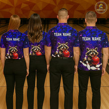 Load image into Gallery viewer, Custom Funny Raccoon Bowling Jersey for Women Bowling Uniform Polo &amp; 1/4 Zip Bowling Team Shirts HNT229