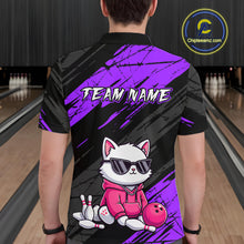 Load image into Gallery viewer, Custom Funny Purple Cat Bowling Jersey for Men Bowling Team Shirts Bowling Polo &amp; 1/4 Zip HNT257