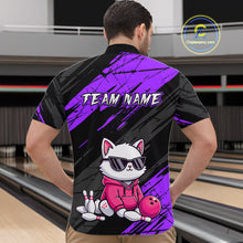 Load image into Gallery viewer, Custom Funny Purple Cat Bowling Jersey for Men Bowling Team Shirts Bowling Polo &amp; 1/4 Zip HNT257
