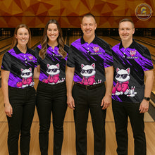 Load image into Gallery viewer, Custom Funny Purple Cat Bowling Jersey for Men Bowling Team Shirts Bowling Polo &amp; 1/4 Zip HNT257