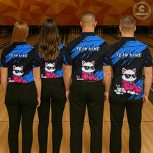 Load image into Gallery viewer, Custom Funny Blue Cat Bowling Jersey for Women Bowling Team Shirts Bowling Polo &amp; 1/4 Zip HNT257