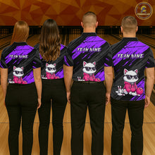 Load image into Gallery viewer, Custom Funny Purple Cat Bowling Jersey for Men Bowling Team Shirts Bowling Polo &amp; 1/4 Zip HNT257