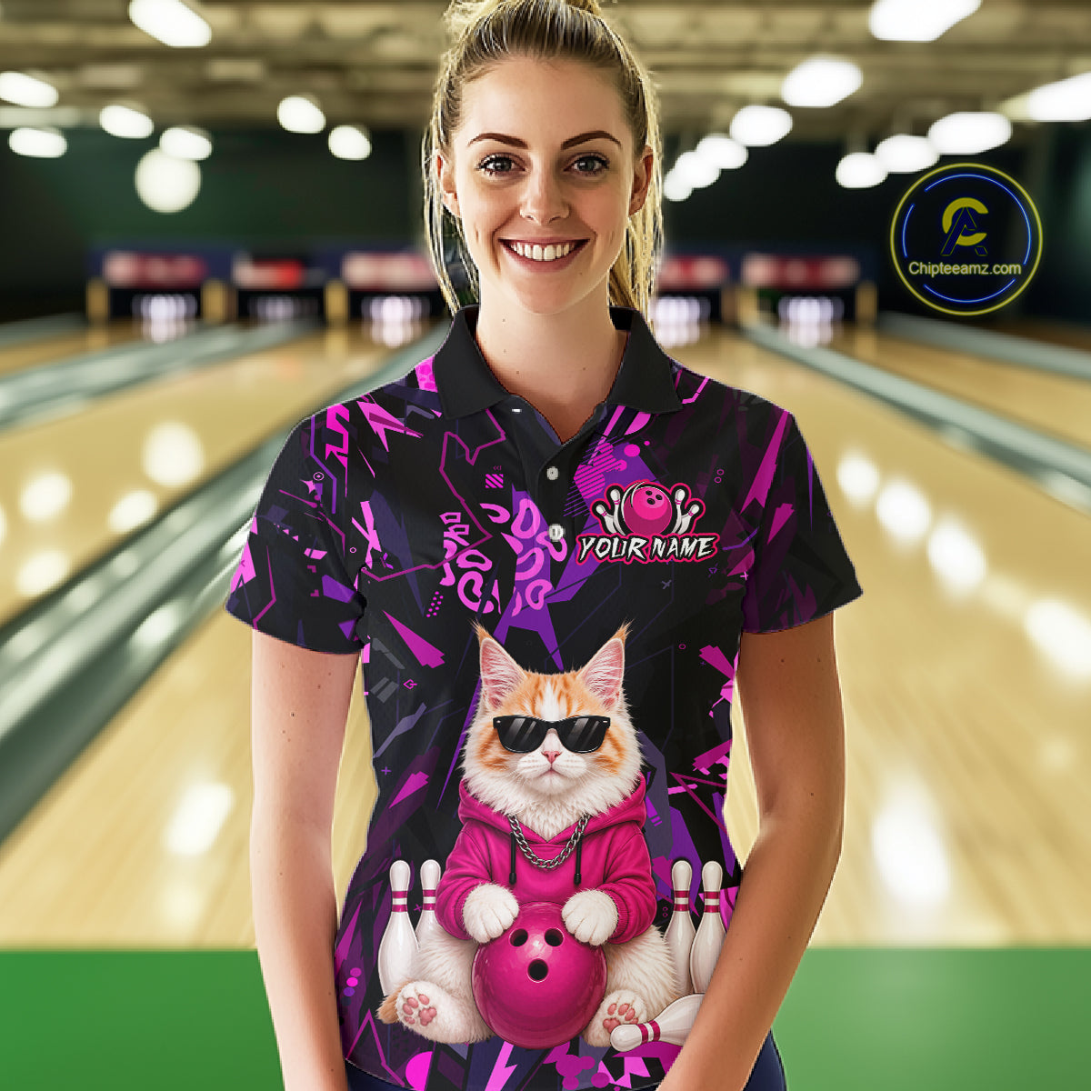 Custom Funny Maine Coon Cat Bowling Jersey for Women Bowling League Bowling Team Shirts HN292
