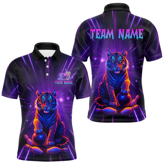 Custom Neon Tiger Bowling Jersey for Men Bowling Team Shirts Bowling League Polo & 1/4 Zip HNT154