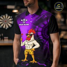 Load image into Gallery viewer, Custom Purple Funny Chicken Darts Shirt for Men Darts Team Jerseys Polo &amp; 1/4 Zip Dart League NNT131
