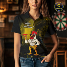 Load image into Gallery viewer, Custom Yellow Funny Chicken Darts Shirt for Women Darts Team Jerseys Polo &amp; 1/4 Zip Dart League NNT131