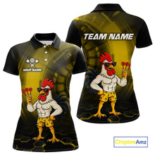 Load image into Gallery viewer, Custom Yellow Funny Chicken Darts Shirt for Women Darts Team Jerseys Polo &amp; 1/4 Zip Dart League NNT131