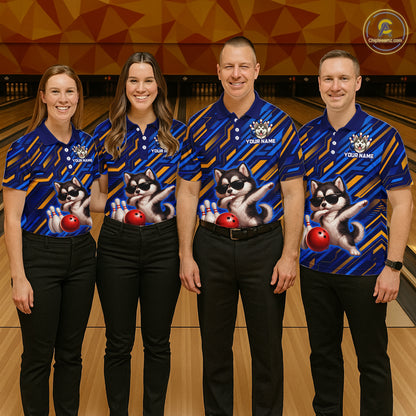 Custom Husky Dog Bowling Jersey for Men Bowling Uniform Polo & 1/4 Zip Bowling Team Shirts HNT263