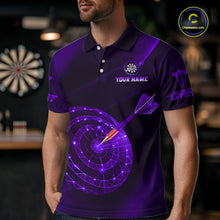 Load image into Gallery viewer, Custom Neon Purple Cyber Dartboard Darts Shirt for Men Darts Team Jerseys Polo &amp; 1/4 Zip NNT132