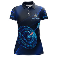 Load image into Gallery viewer, Custom Neon Blue Cyber Dartboard Darts Shirt for Women Darts Team Jerseys Polo &amp; 1/4 Zip NNT132