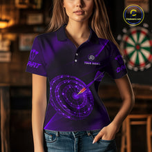 Load image into Gallery viewer, Custom Neon Purple Cyber Dartboard Darts Shirt for Women Darts Team Jerseys Polo &amp; 1/4 Zip NNT132