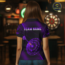 Load image into Gallery viewer, Custom Neon Purple Cyber Dartboard Darts Shirt for Women Darts Team Jerseys Polo &amp; 1/4 Zip NNT132