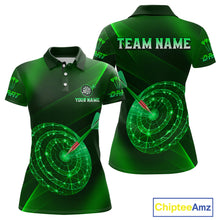 Load image into Gallery viewer, Custom Neon Green Cyber Dartboard Darts Shirt for Women Darts Team Jerseys Polo &amp; 1/4 Zip NNT132