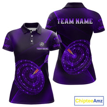 Load image into Gallery viewer, Custom Neon Purple Cyber Dartboard Darts Shirt for Women Darts Team Jerseys Polo &amp; 1/4 Zip NNT132