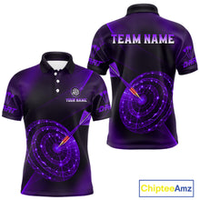 Load image into Gallery viewer, Custom Neon Purple Cyber Dartboard Darts Shirt for Men Darts Team Jerseys Polo &amp; 1/4 Zip NNT132
