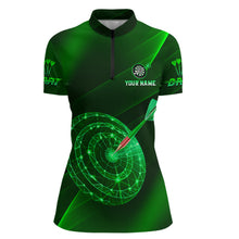 Load image into Gallery viewer, Custom Neon Green Cyber Dartboard Darts Shirt for Women Darts Team Jerseys Polo &amp; 1/4 Zip NNT132